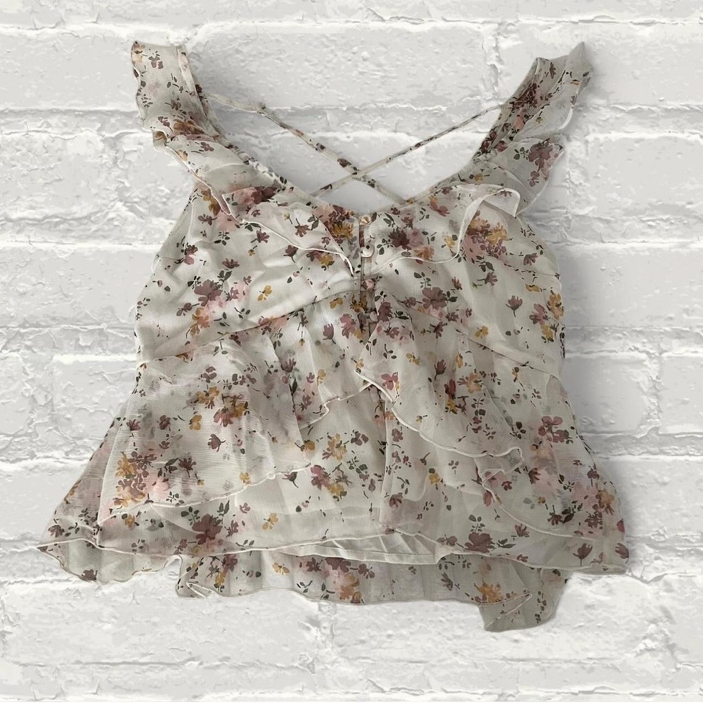 Abercrombie & Fitch Floral Ruffle Strappy Back Peplum Tank - Picture 3 of 5